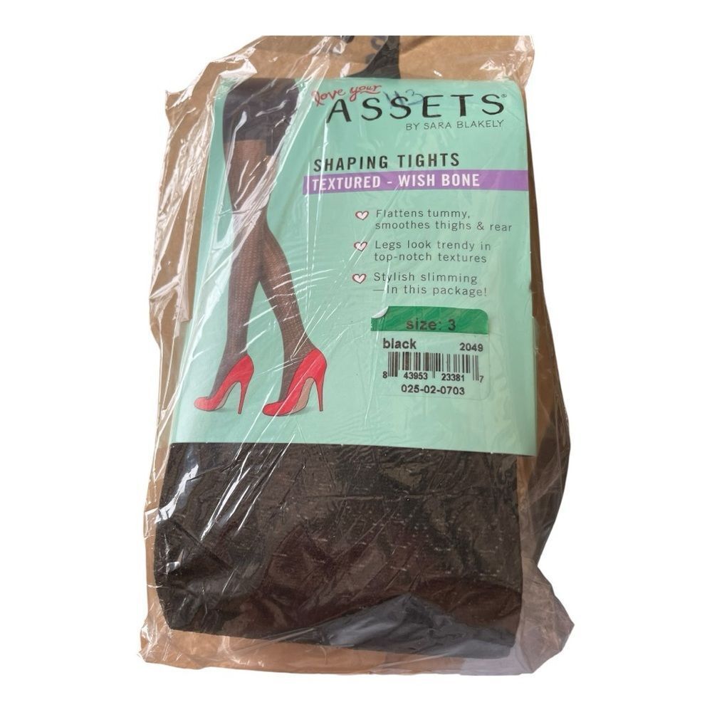 Black Textured Shaping Tights by Assets by Sara Blakey